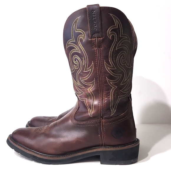 Justin Stampede WK4575 Leather Western Cowboy Boots Men's Size 10.5 D - Picture 4 of 16